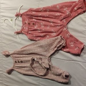 2 infant jumpsuits, rompers in Mauve and light pink 3 month, 3-6 month